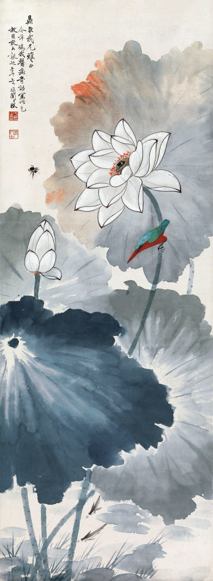 于非暗画荷,清新飒爽,水色淋漓.