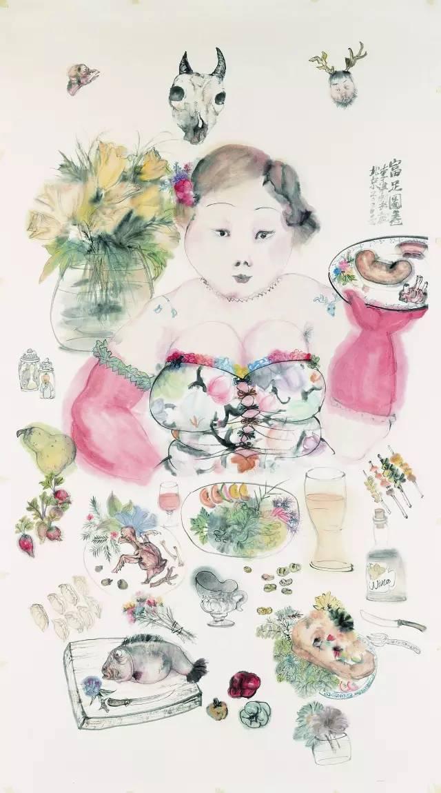 天津美院国画系教授李津,笔下的女人艳丽妩媚,秀色可餐