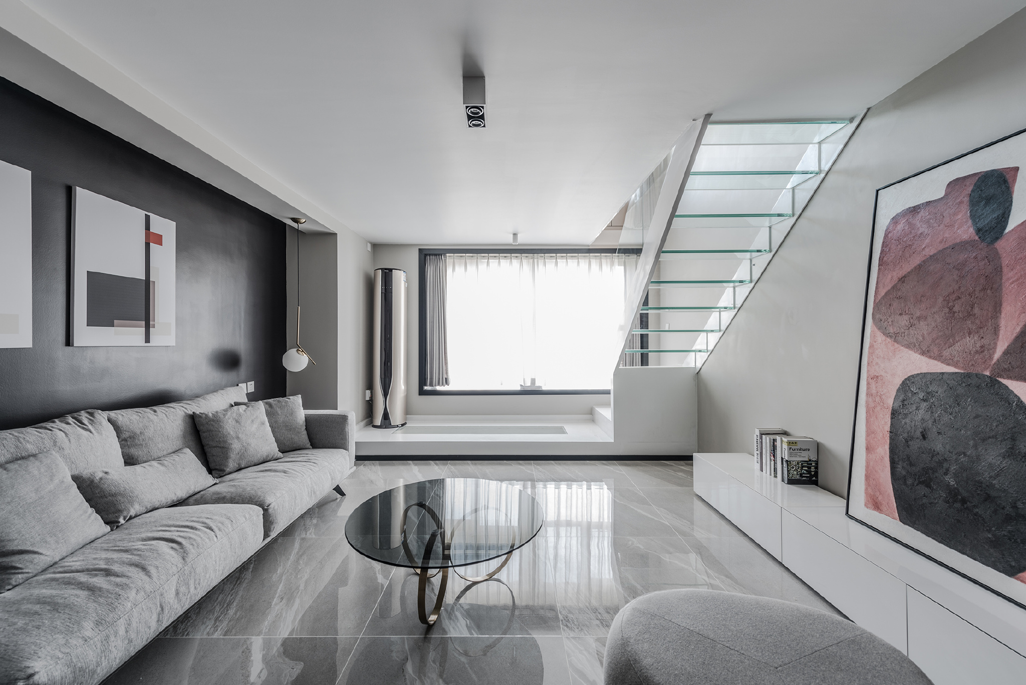80平简约现代风loft,简洁优雅的灰色,于冷淡之外尤显温馨.cr