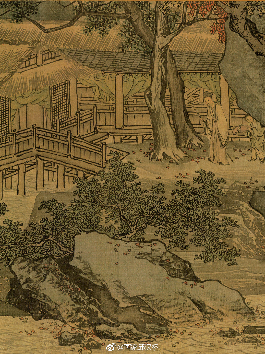 溪山渔隐图卷明代唐寅绢本设色手卷纵约30厘米