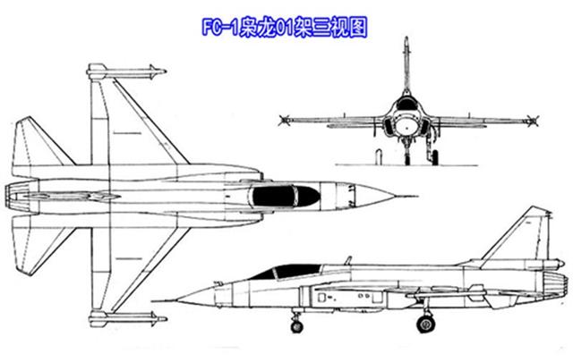 图片:"枭龙"01架的三视图,可见两机设计非常相似.