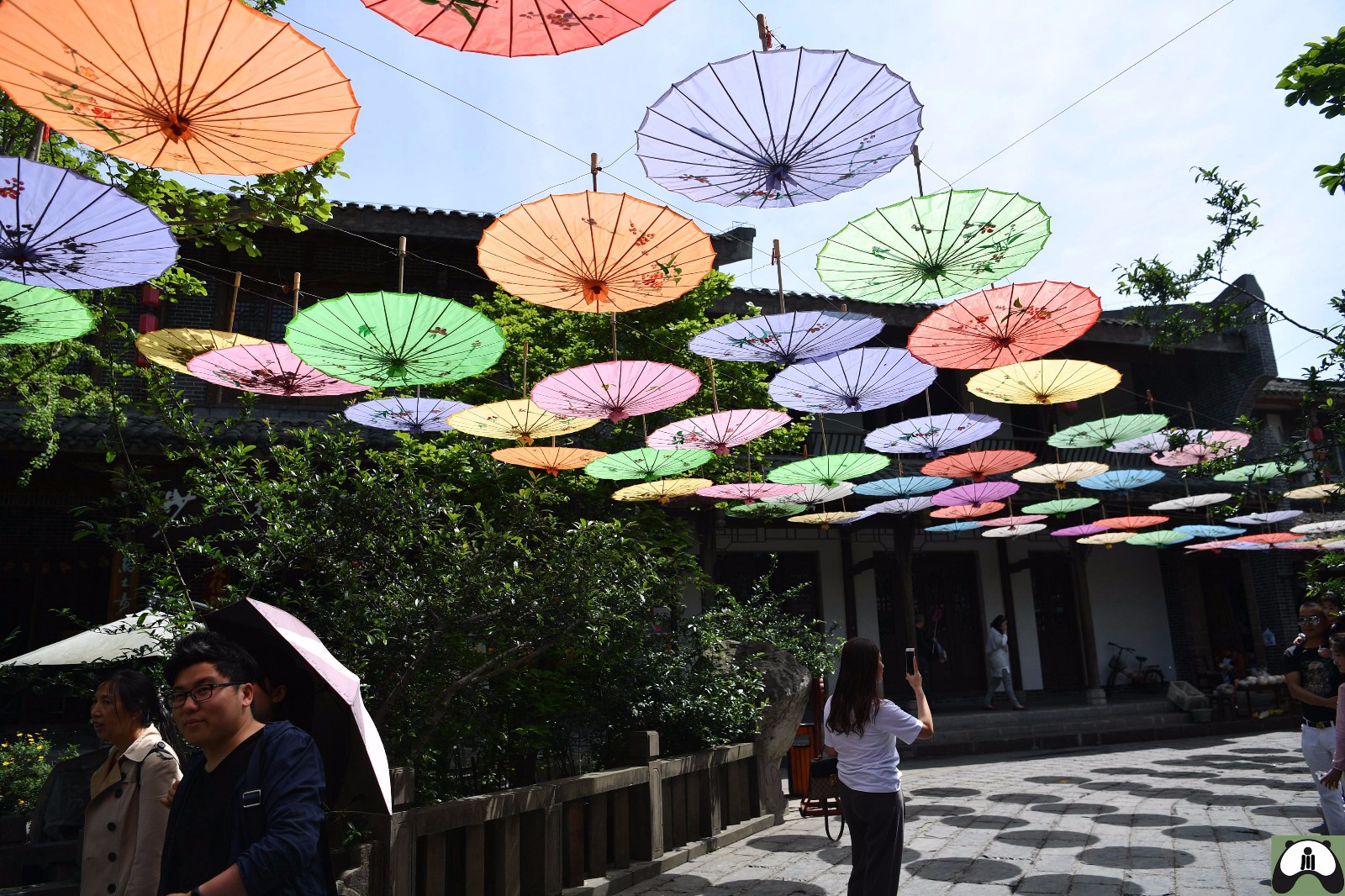 数千把油纸伞倒挂古镇上空，游客直呼“美哭了”|油纸伞|古镇|游客_新浪新闻
