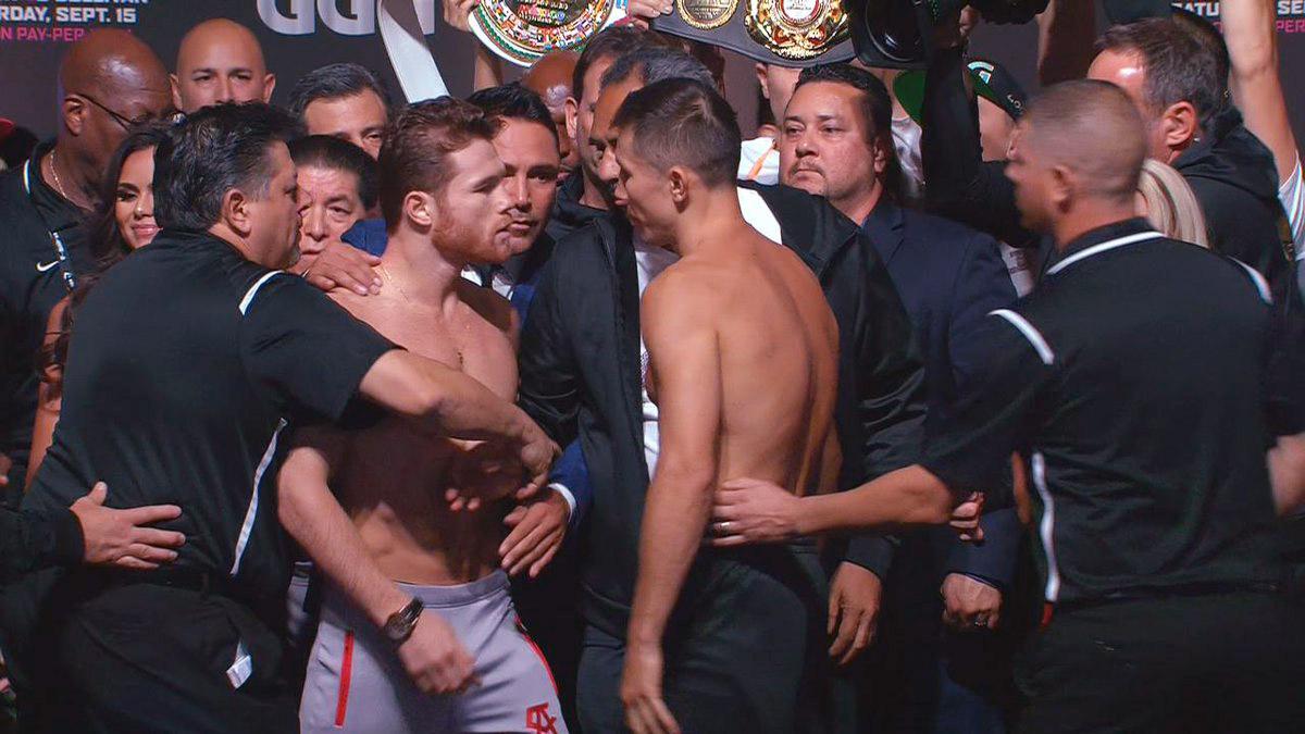 今天,称重现场气氛紧张,阿瓦雷兹气势嚣张,戈洛夫金毫不示弱!