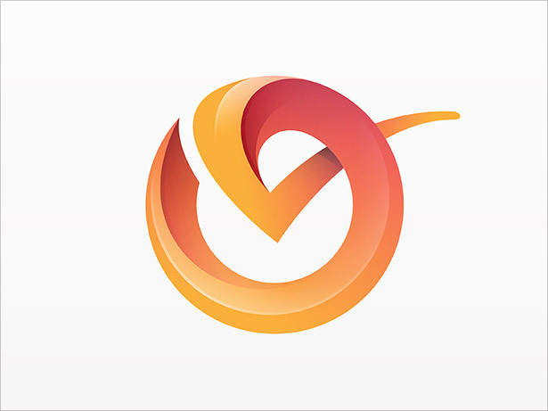 yoga perdana立体渐变效果logo设计.