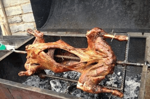 可怜的狗狗, 下一秒变成"烤全狗", 看到它们的你还忍心吃吗?