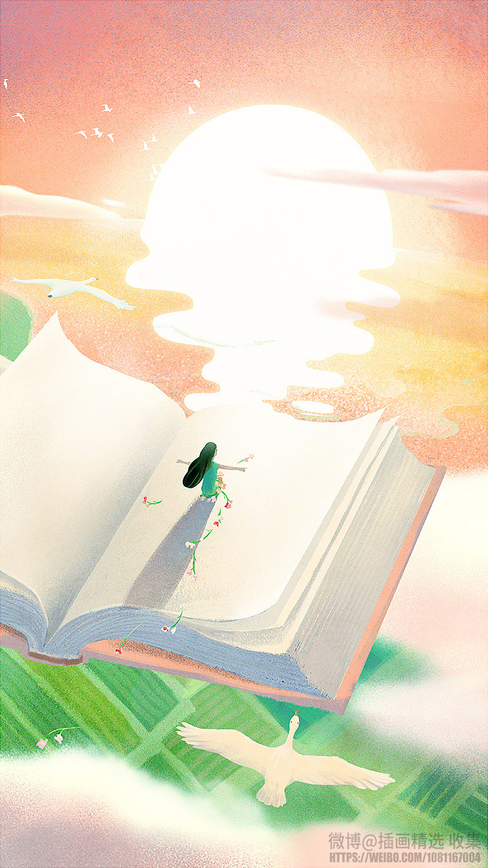 所有的美好都是恰逢其时治愈系暖心插画来自画师青屋子