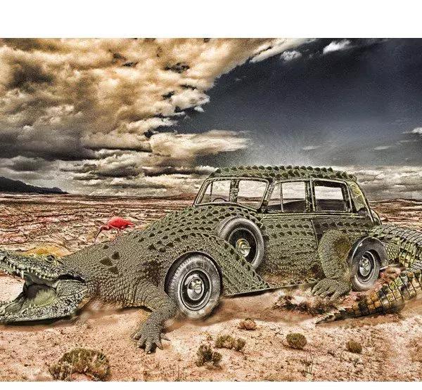 ps案例|将鳄鱼与汽车相结合,打造鳄鱼汽车