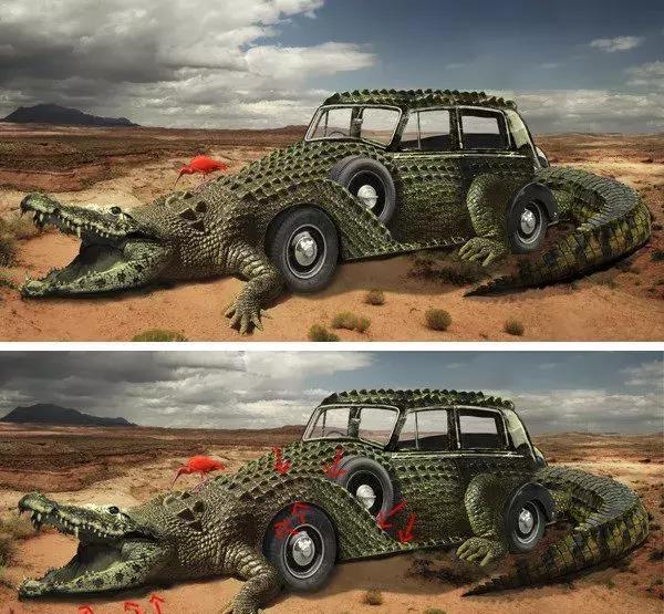 ps案例|将鳄鱼与汽车相结合,打造鳄鱼汽车