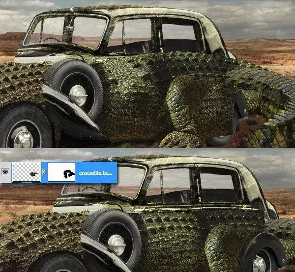 ps案例|将鳄鱼与汽车相结合,打造鳄鱼汽车