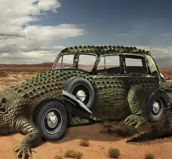ps案例将鳄鱼与汽车相结合打造鳄鱼汽车