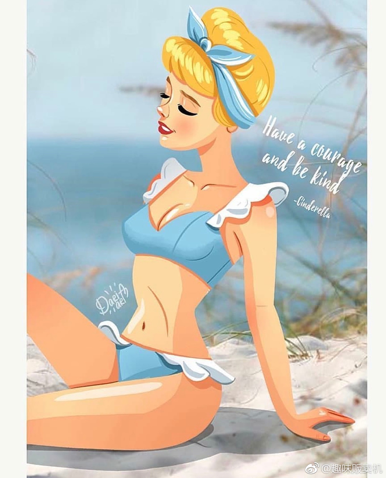 当迪士尼的公主们穿上比基尼插画家dariainsdariart