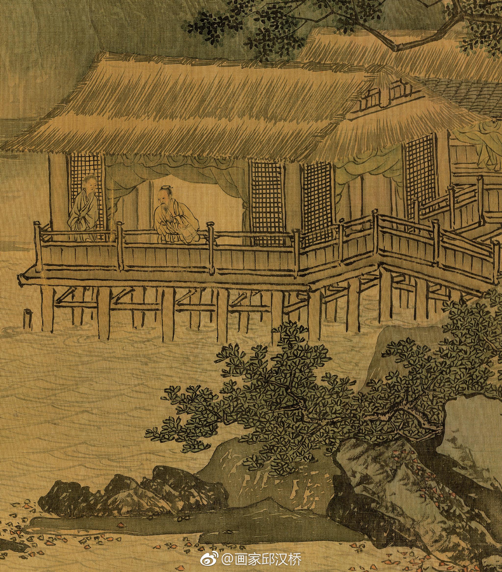 溪山渔隐图卷明代唐寅绢本设色手卷纵约30厘米