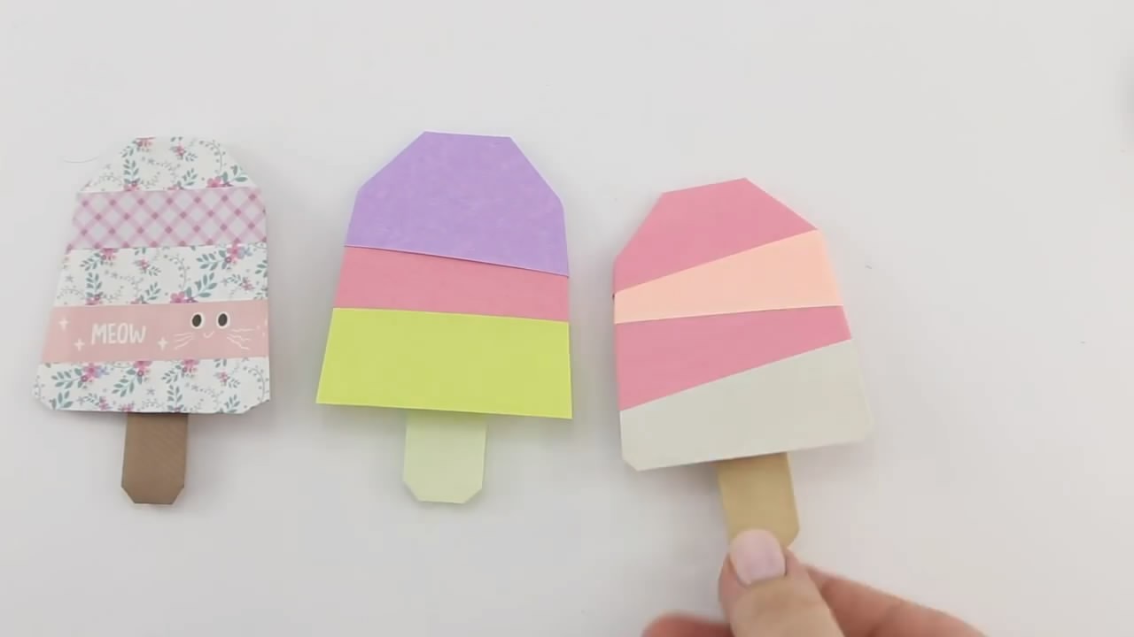 diy纸艺教学教你如何折纸七彩冰棍的方法图解