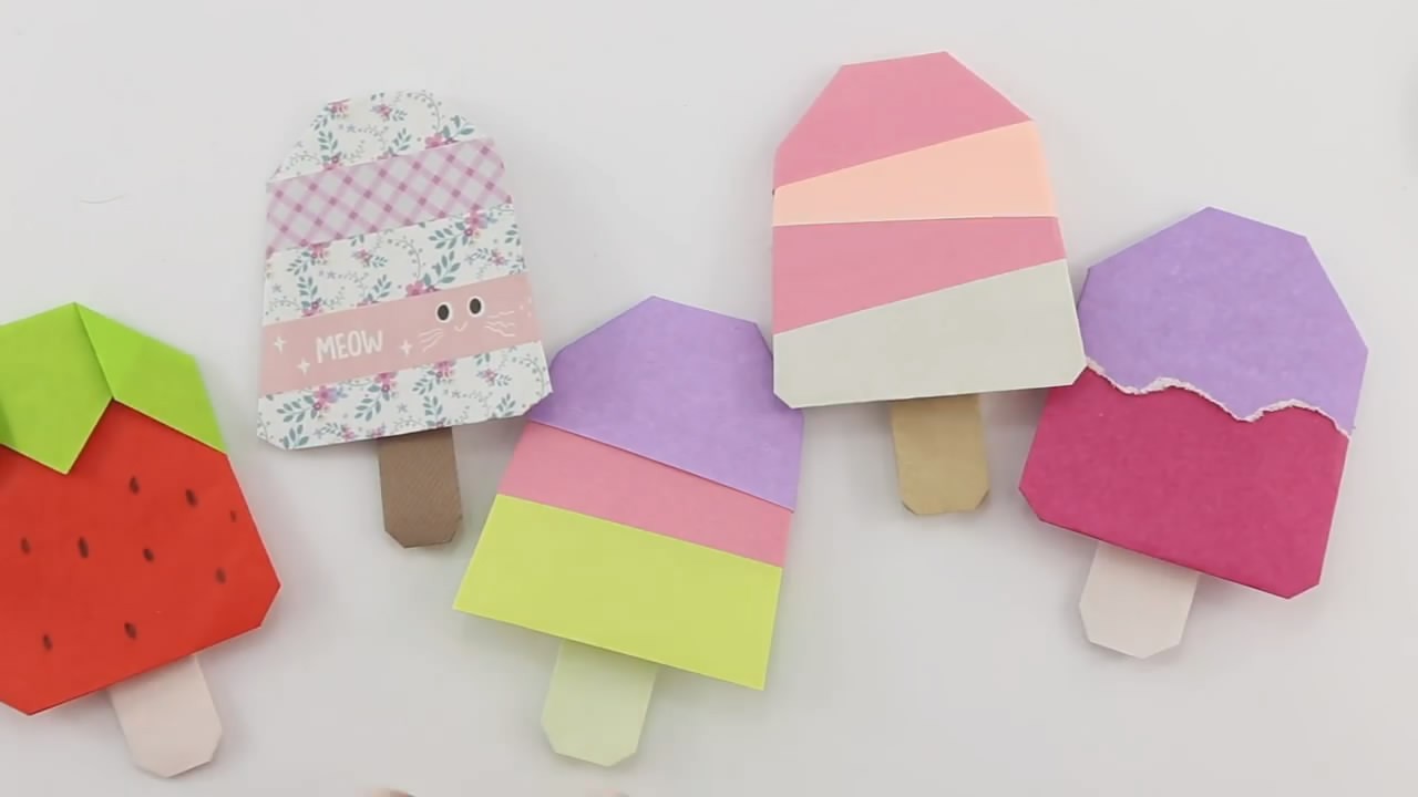 diy纸艺教学教你如何折纸七彩冰棍的方法图解