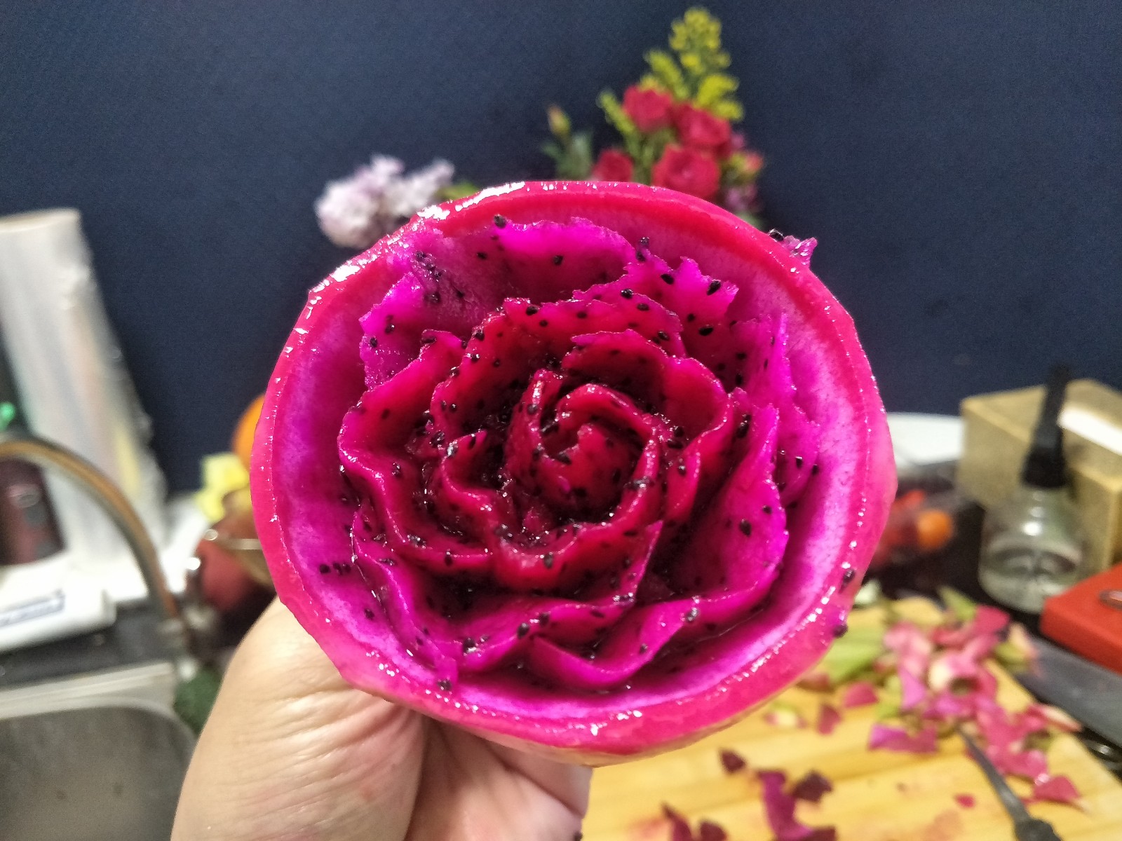 西瓜,橙子,火龙果雕刻分享,三毛水果艺术原创出品