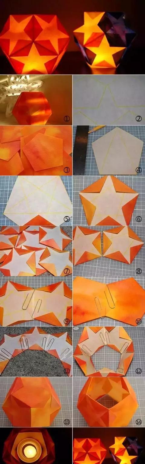 几何灯笼立体折纸灯笼小巧可爱的立体折纸灯笼手工,想不想挑战一下