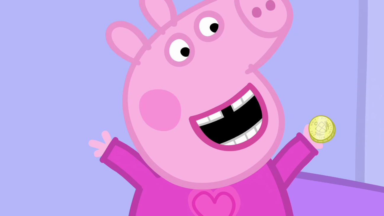 原来昨天晚上牙仙子真的来了还送给了佩奇一枚金币