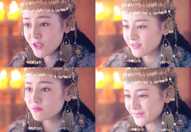 迪丽热巴(班淑传奇):她在里面扮演楼兰公主,有着玲珑般的身材,玉女般