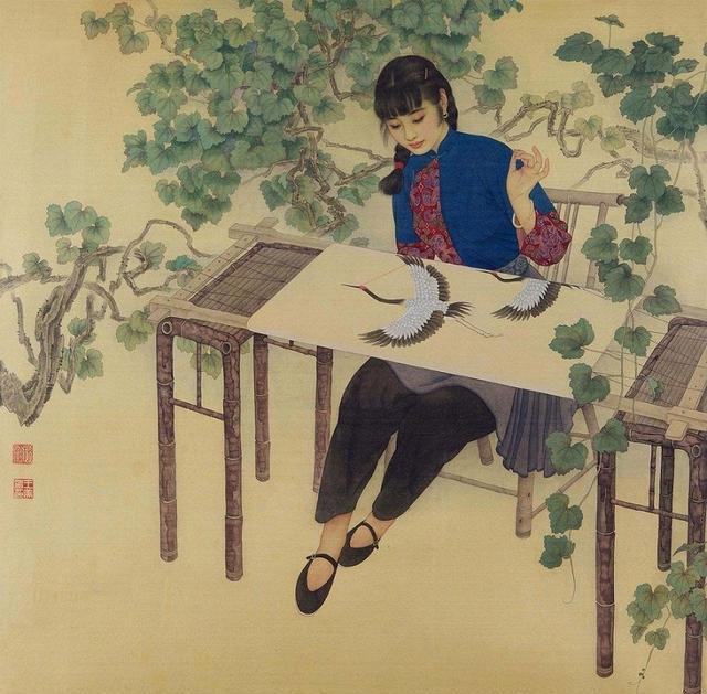 王美芳当代工笔人物画名家画作流光溢彩美不胜收