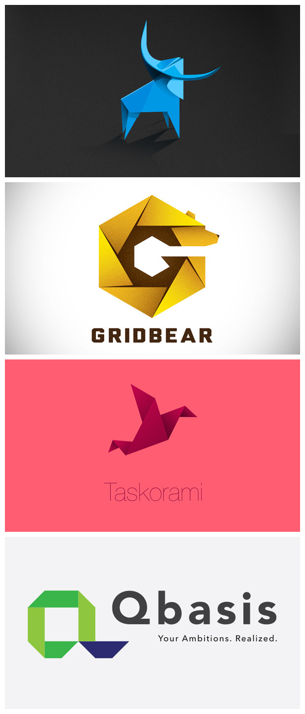 一组折纸风格的logo参考