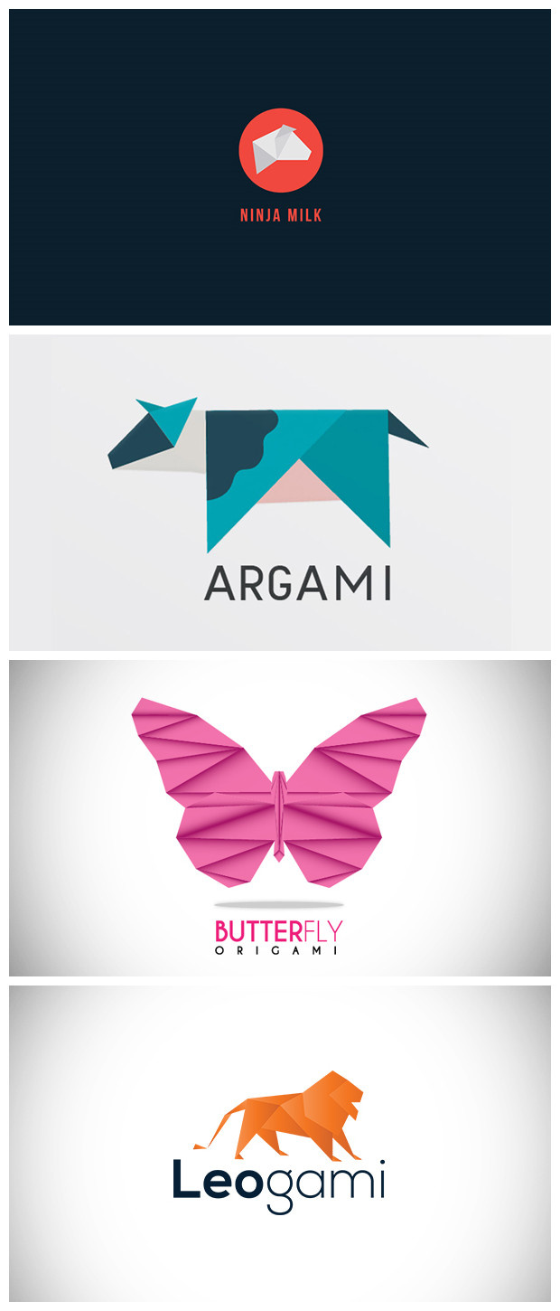 一组折纸风格的logo参考