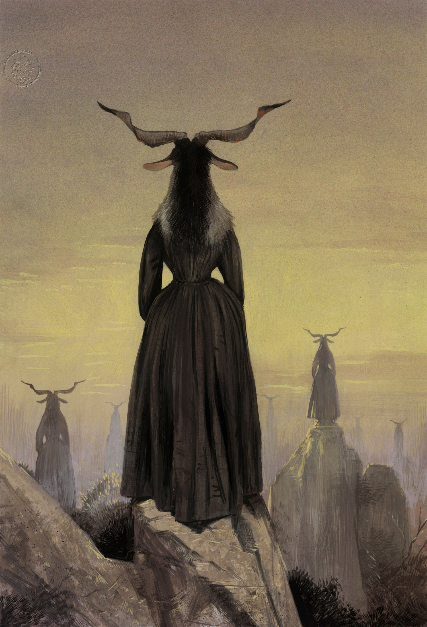 黑暗梦境中的人物美国插画家billmayer