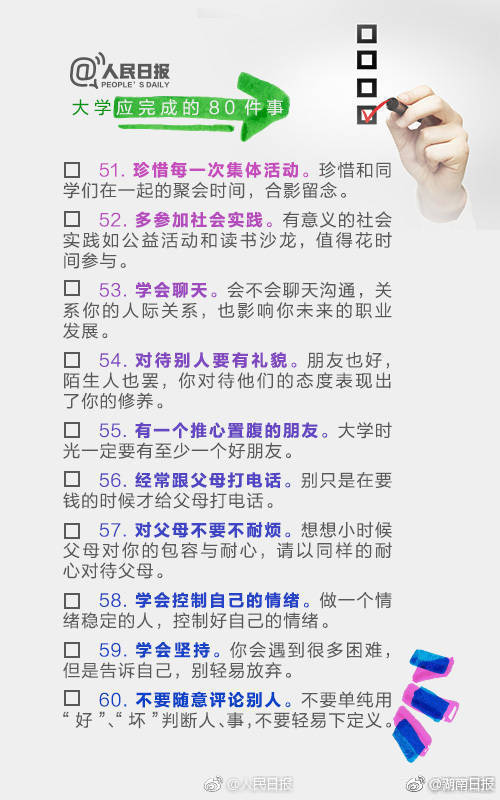 大学生活计划清单!值得你打卡的80件事