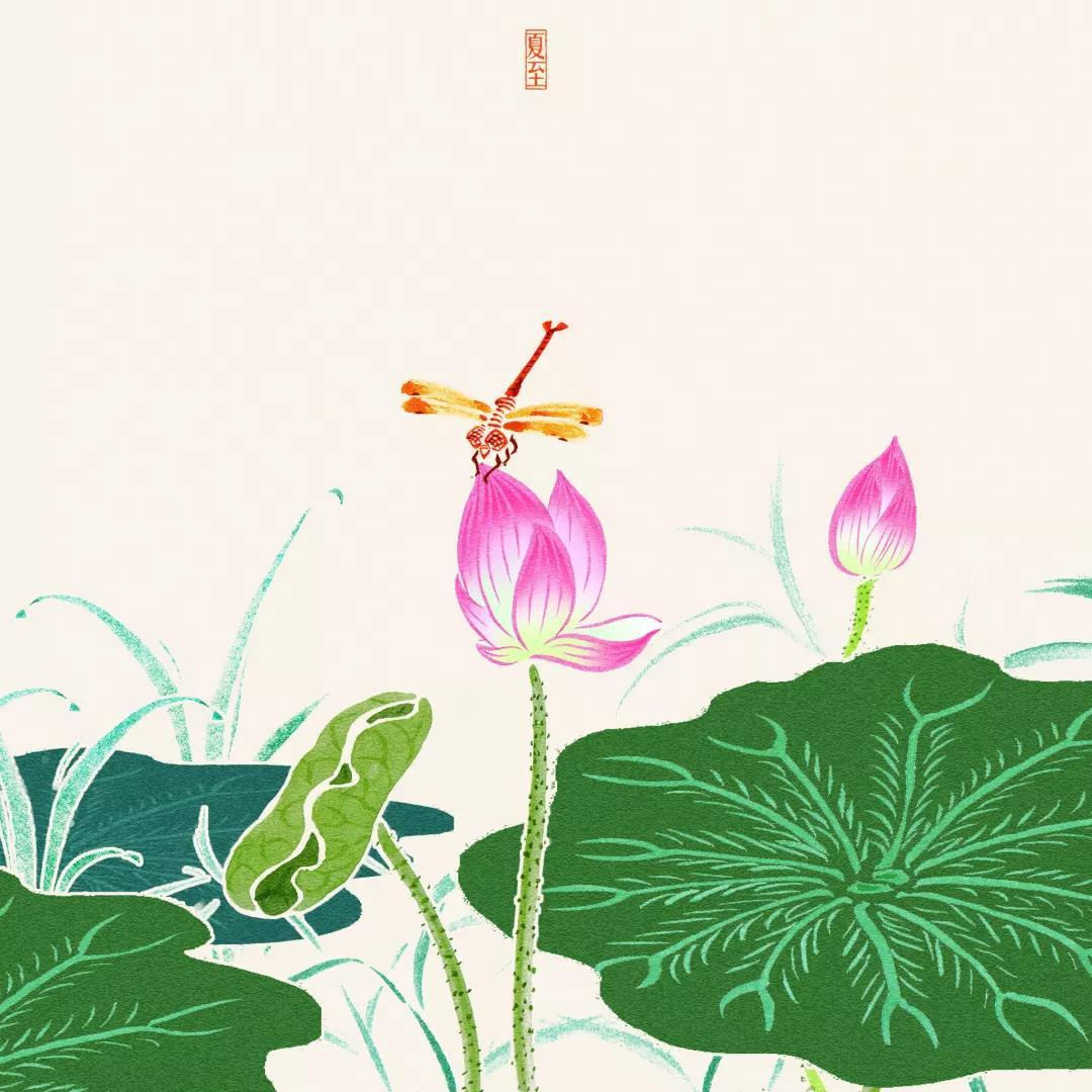 用水墨绘画出盛夏时节