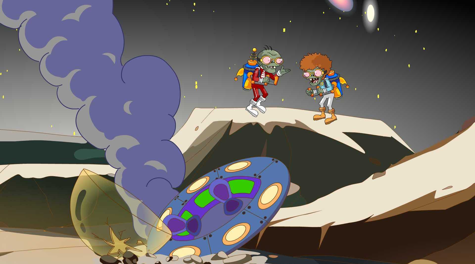 未来僵尸和喷射器僵尸的飞船在太空中出现了故障