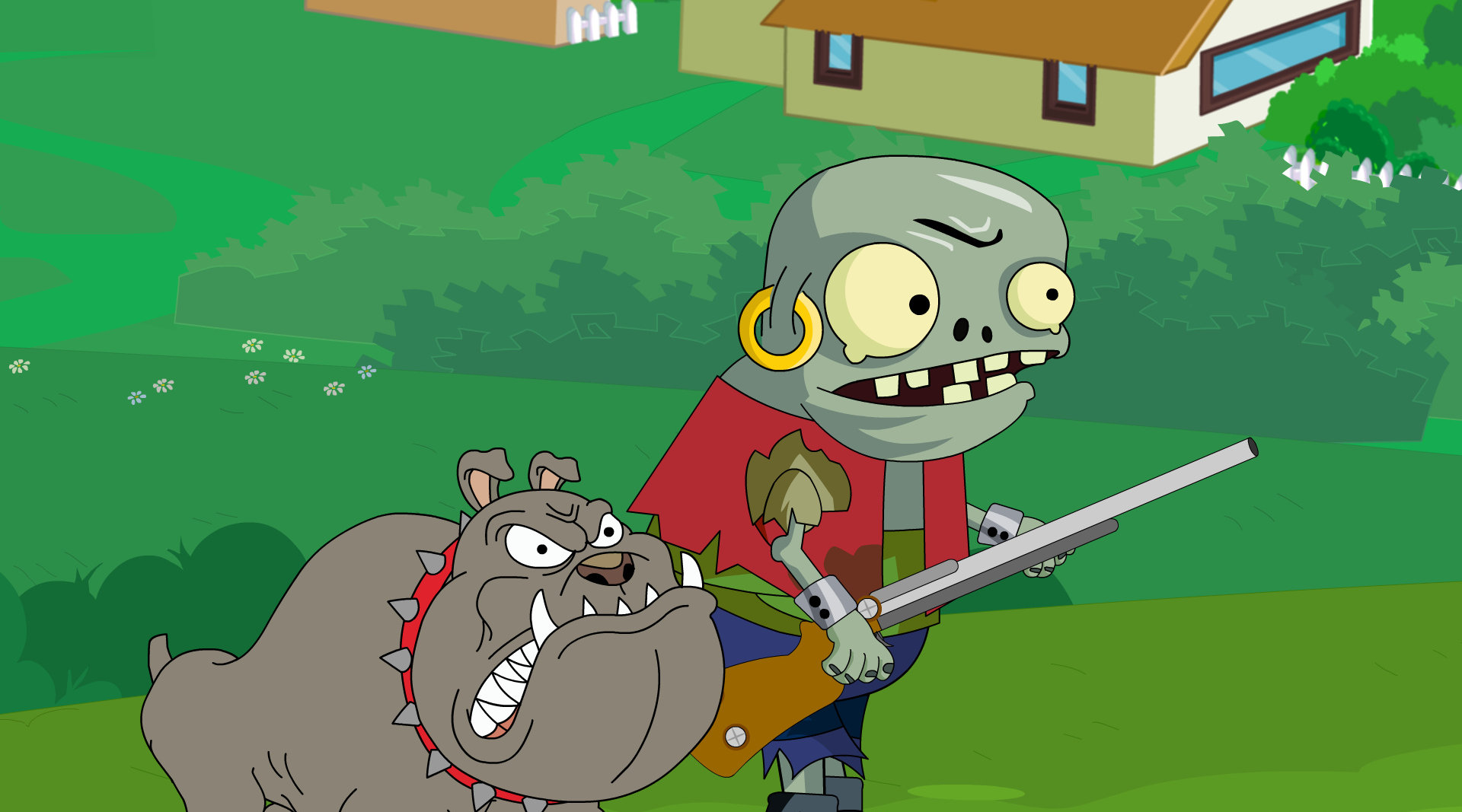 牛仔僵尸看见小鬼僵尸带着猎犬去打猎