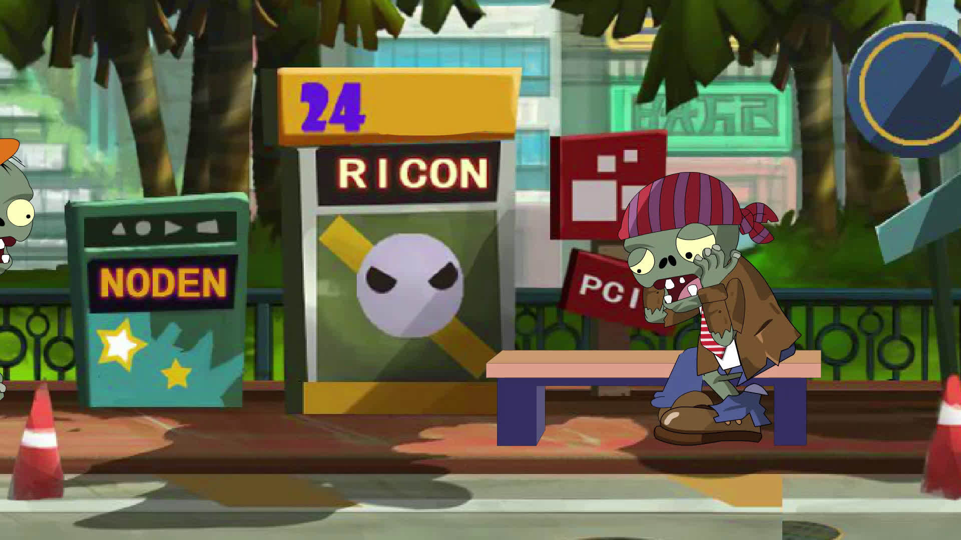 海盗僵尸因为无法和老婆交流苦闷不已,还好得到了路障僵尸的指点,看来