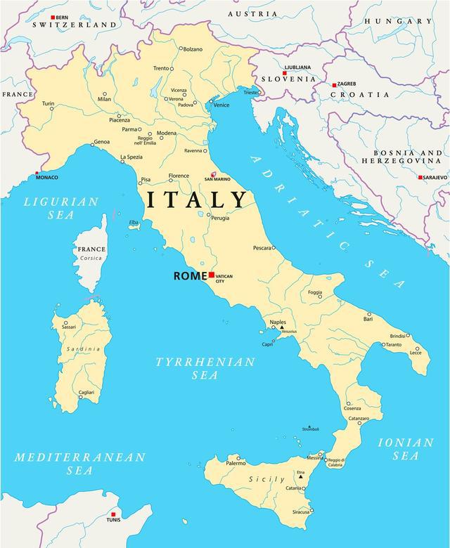 西西里岛地图高清图片