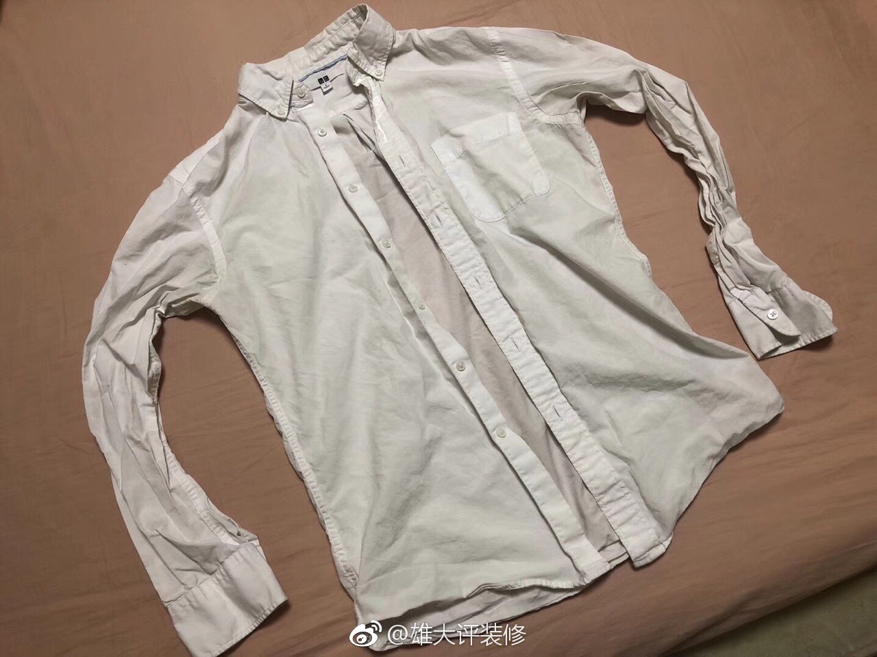 为了测试,拿了件刚从干衣机里烘出来的旧衬衣做了