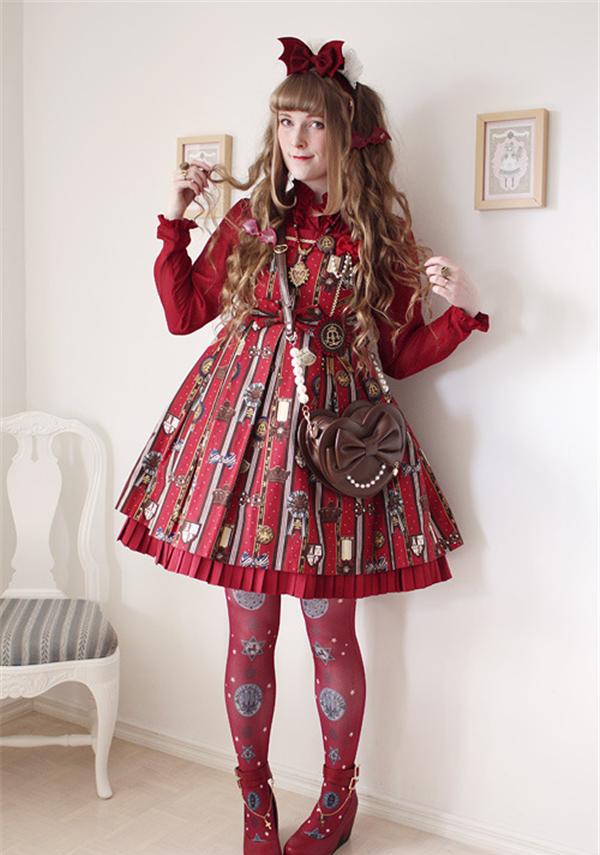 复古优雅,今天是酒红色洛丽塔小公主