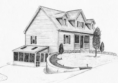 素描房子图片简单图片