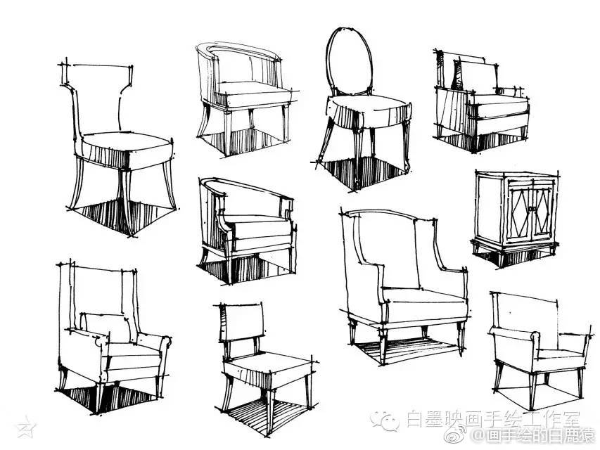 超强干货,分享一波室内单体线稿.