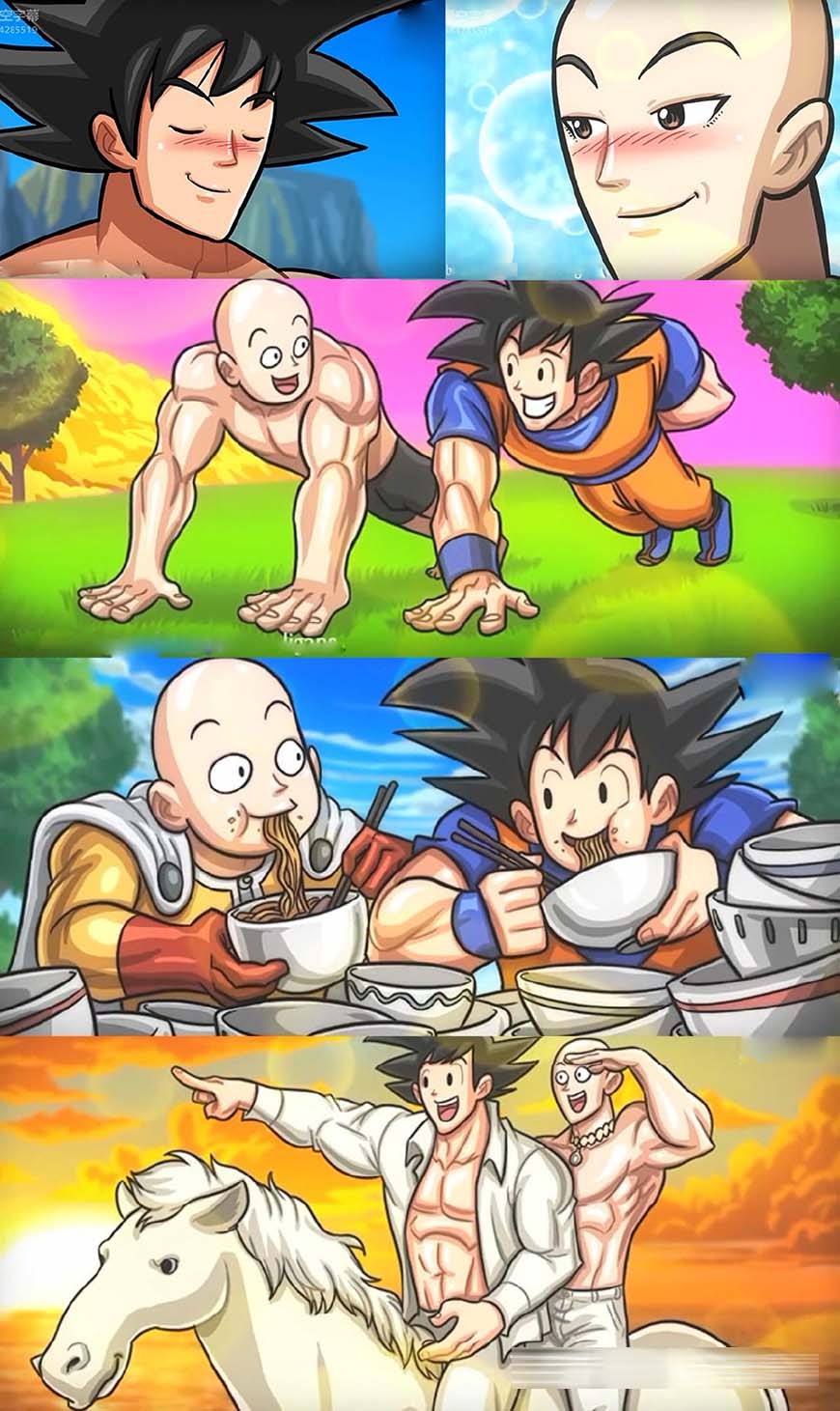 一拳超人大战卡卡罗特战后两人有了孩子像琦玉还是孙悟空