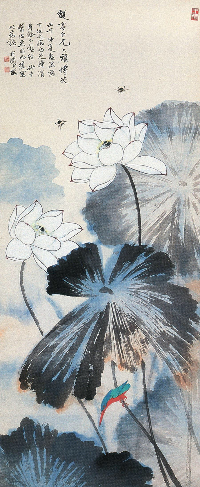 于非暗画荷,清新飒爽,水色淋漓.