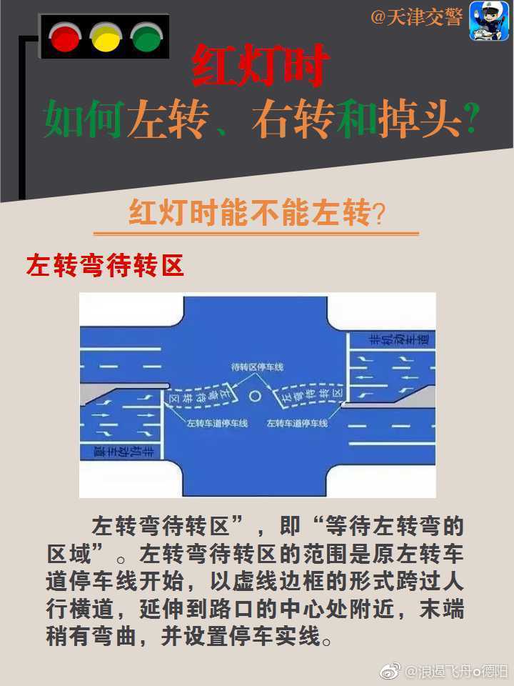 红灯时如何左转,右转和掉头
