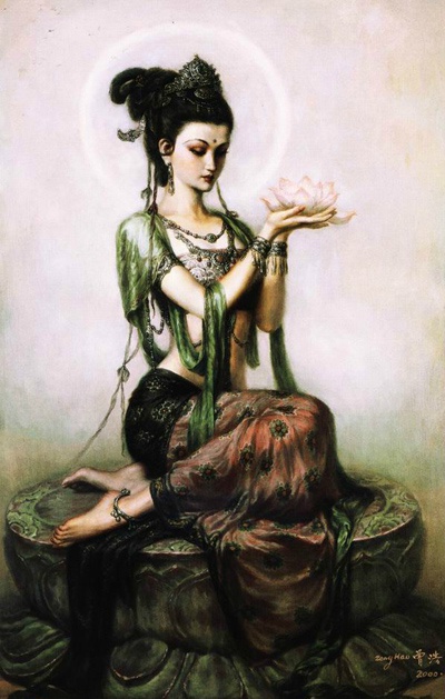 敦煌旖梦漫舞飞天中国油画家曾浩