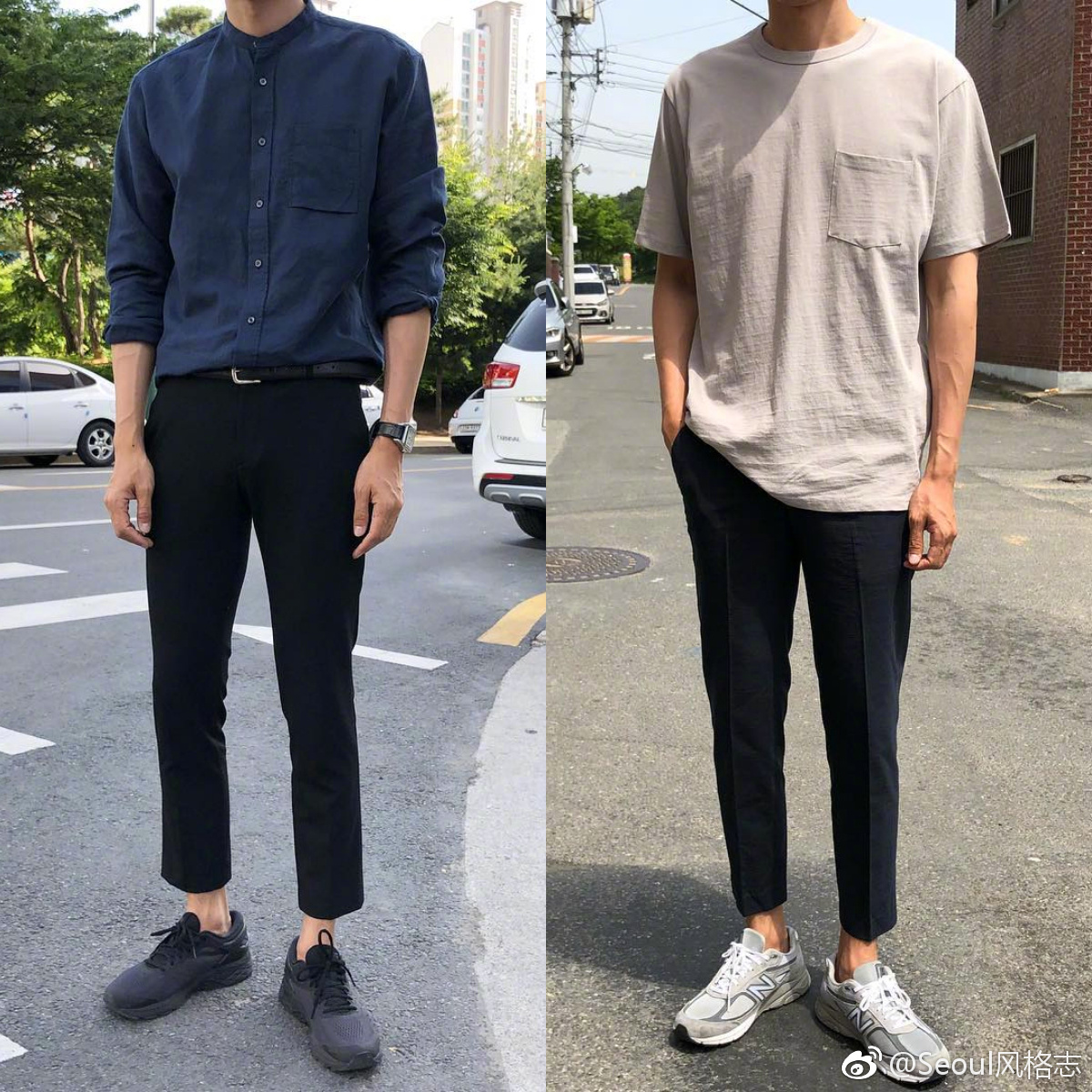 男友力爆表的黑色紧身裤穿搭.