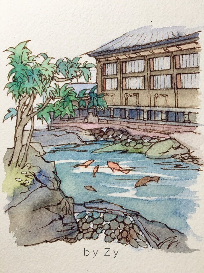 日本庭院-手绘风景画欣赏