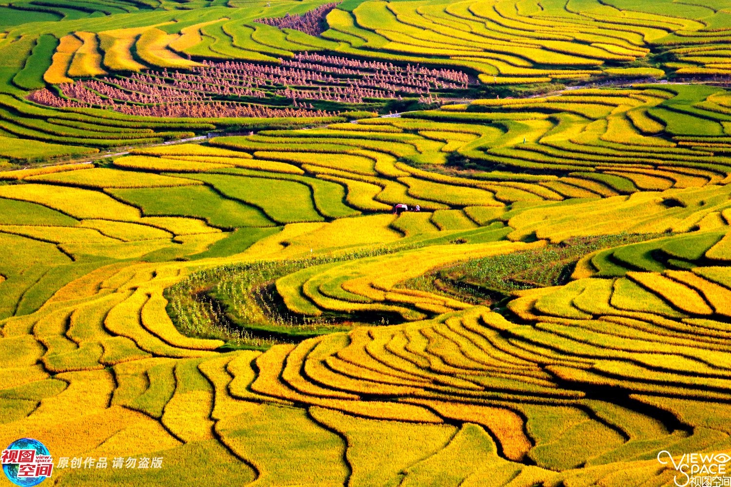 广西南丹县芒场镇巴平万亩梯田地处黔桂大通道二级路旁和贵州独山