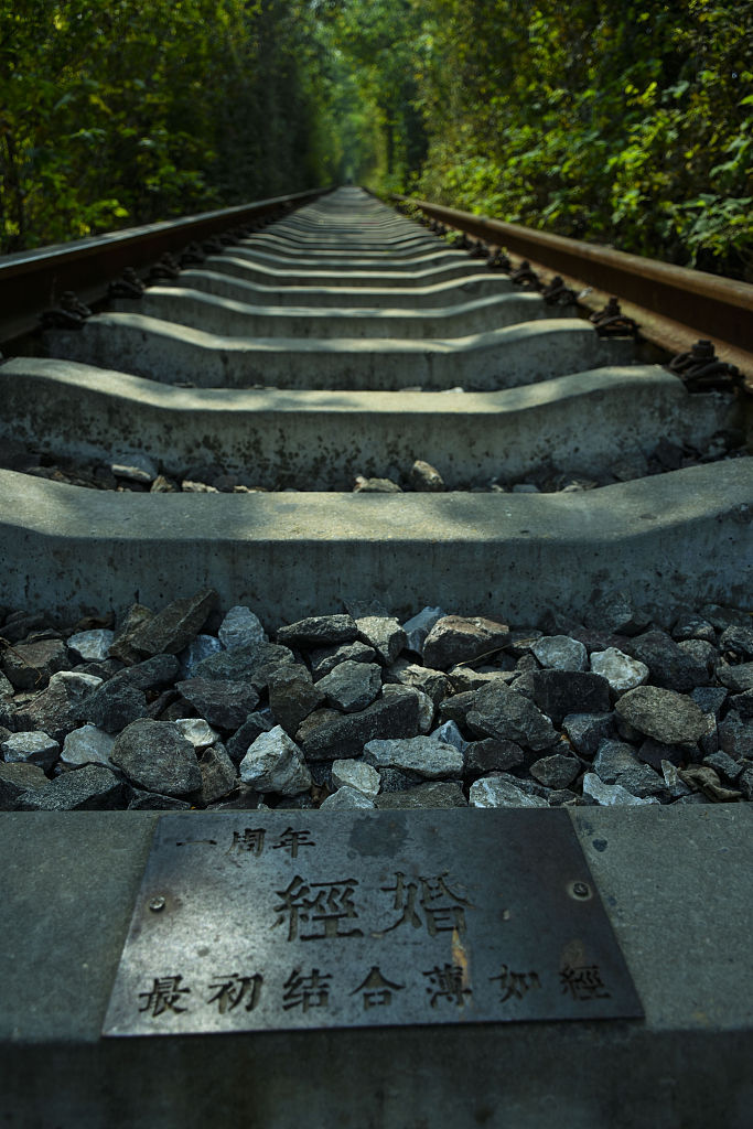 合肥市肥东县桥头集镇废弃铁路化身爱情隧道美如仙境吸引游客