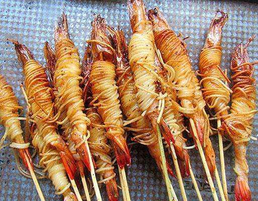 金丝虾串虾仁卷面条, 好吃又好看