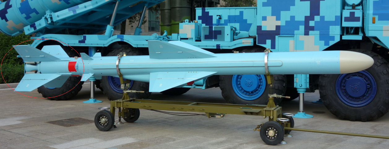 公开展出的yj83j反舰导弹,该弹为yj83家族中的舰舰型,可见其后部装