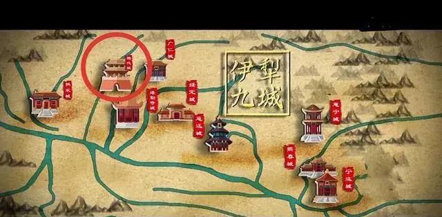 又建起了其它八座卫星城,都是由乾隆皇帝御赐城名,统称为"伊犁九城"