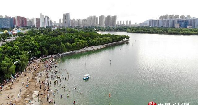 自入夏以来,安徽合肥高温连连,天鹅湖成了市民纳凉的好去处,几乎每天