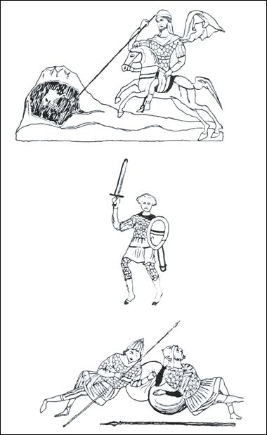 《恺撒里亚的西奥多诗篇》手稿中的拜占庭骑兵和步兵在《恺撒里亚的