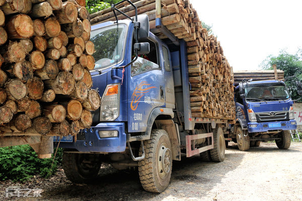 不怕陷车不会打滑上山拉木材这活儿不来辆四驱车还真干不了